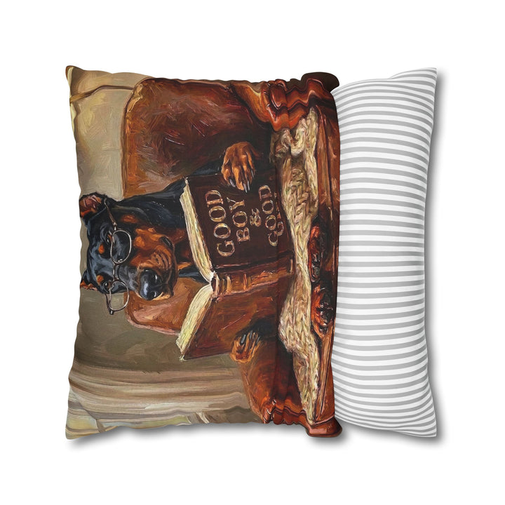 "Evening Read" - Doberman Throw Pillow - Dog Lover Home Decor