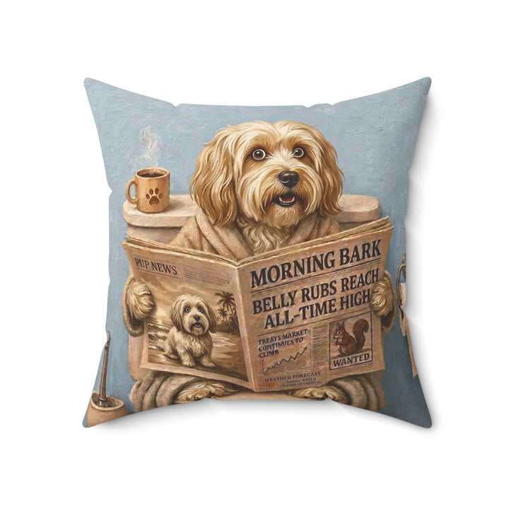 "Morning Business" - Havanese Throw Pillow - Dog Lover Home Decor