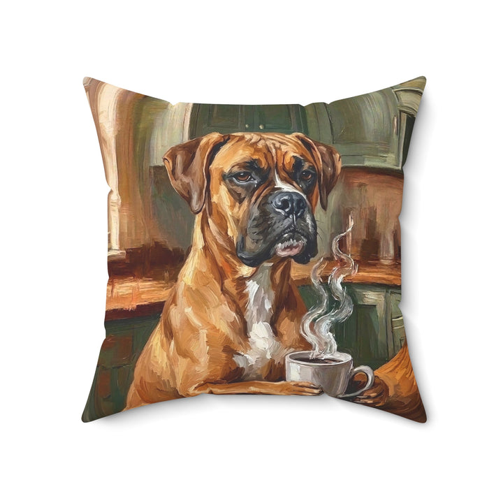 "Before Coffee" - Boxer Throw Pillow - Dog Lover Home Decor