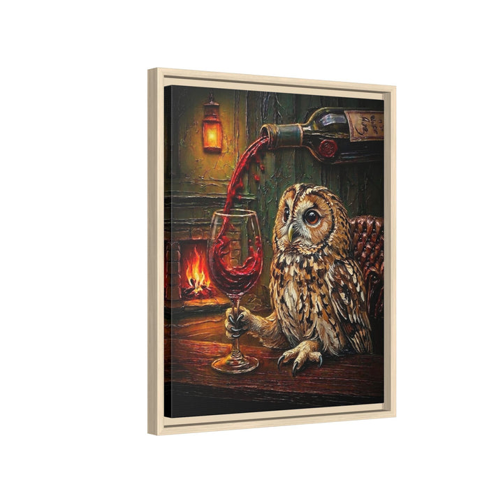 "Wine & Spirit" - Owl Vertical Framed Canvas - Spirit Animal Wall Art