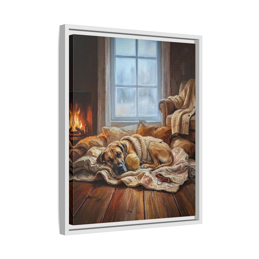 "Calm Memories" - Great Dane Vertical Framed Canvas - Dog Lover Wall Art