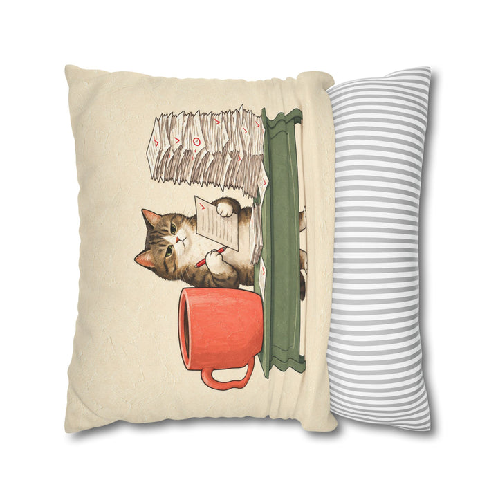 Teacher Fuel – Teacher Wall Art with a Cat and a Grading Mountain – Pillow / Cover