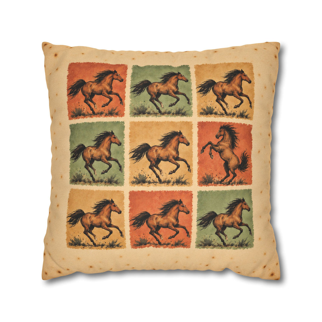 One Breaks the Pattern – Horse Painting with a Nine Block Grid of Gallopers – Pillow / Cover