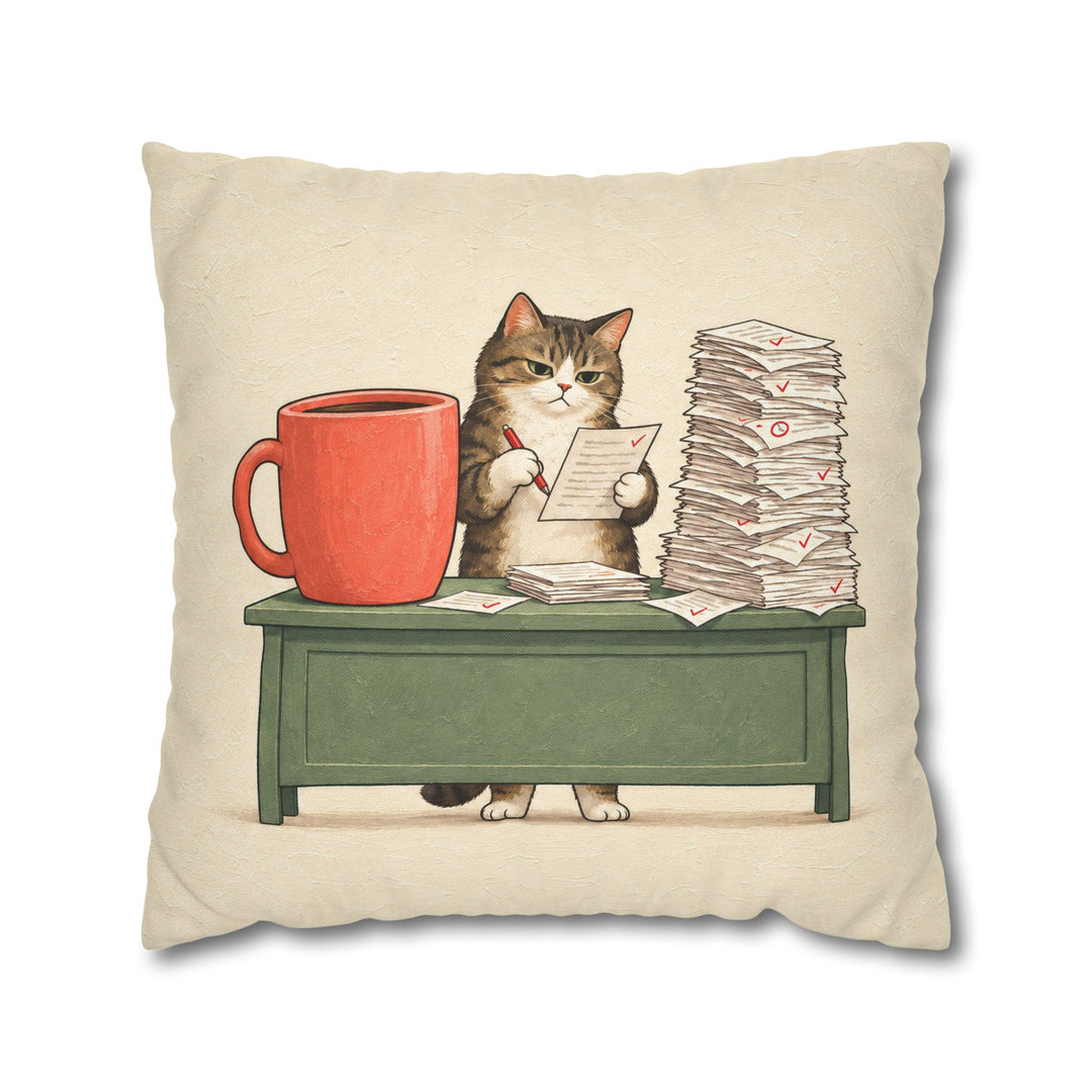 Teacher Fuel – Teacher Wall Art with a Cat and a Grading Mountain – Pillow / Cover