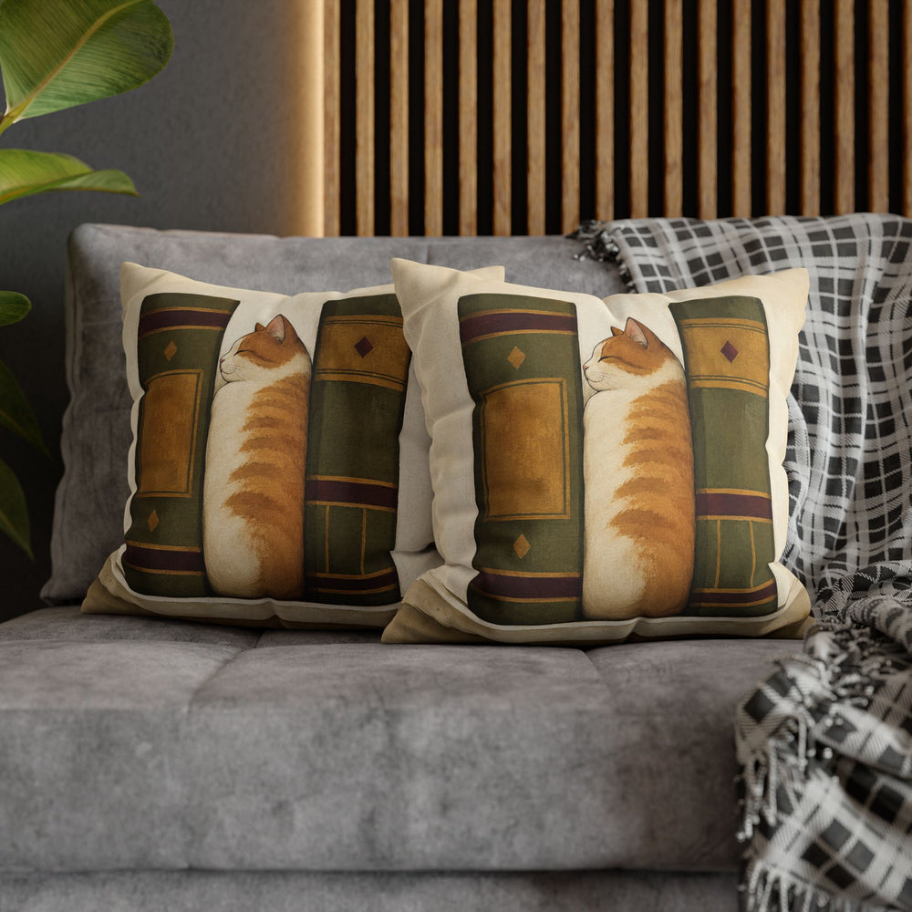 Shelf Loaf – Bookish Wall Art with a Cat Between Two Spines – Pillow / Cover