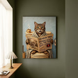 "Morning Business" - Classic Tabby Vertical Canvas - Cat Lover Wall Art