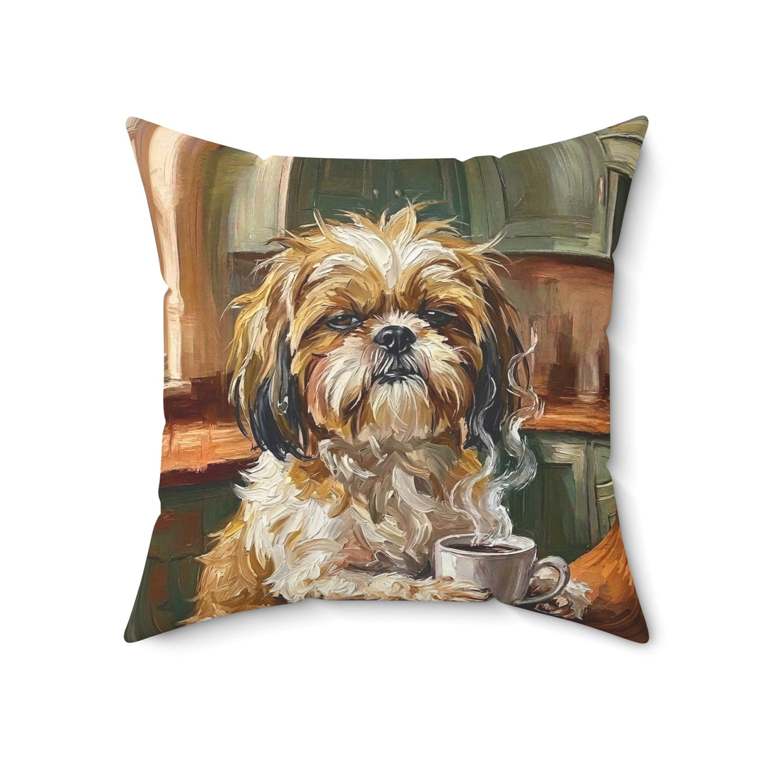"Before Coffee" - Shih Tzu Throw Pillow - Dog Lover Home Decor