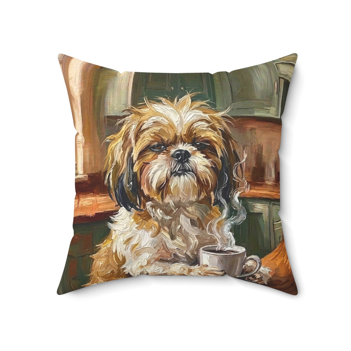 "Before Coffee" - Shih Tzu Throw Pillow - Dog Lover Home Decor