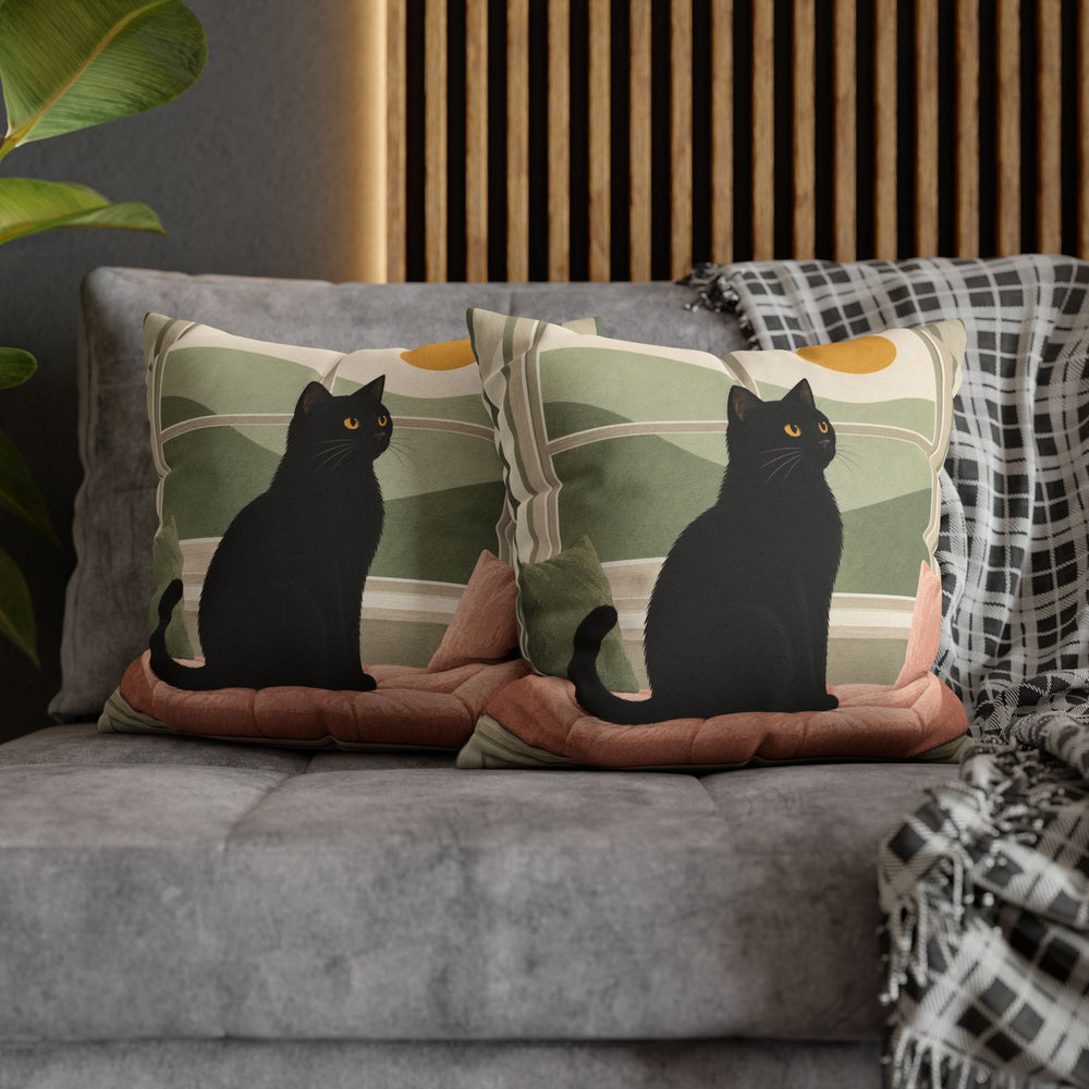 Window Watch Pillow – Cat Wall Art with a Sunlit Sill Silhouette – Pillow / Cover