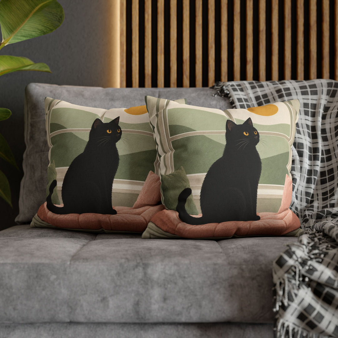 Window Watch Pillow – Cat Wall Art with a Sunlit Sill Silhouette – Pillow / Cover