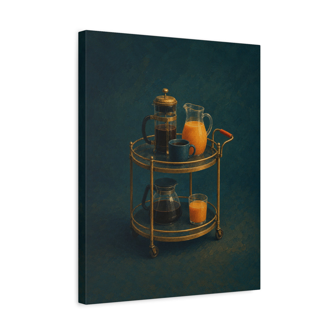 Bar Cart, Sunday 9 AM – Bar Cart Art with Innocent Morning Light – Canvas / Framed Canvas