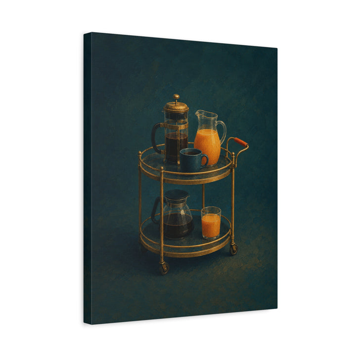 Bar Cart, Sunday 9 AM – Bar Cart Art with Innocent Morning Light – Canvas / Framed Canvas