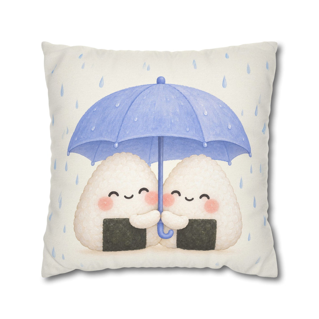 Onigiri Friends – Kawaii Room Decor with Two Rice Balls Sharing Cover – Pillow / Cover