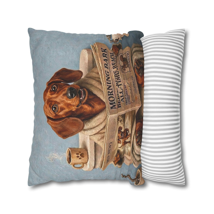 "Morning Business" - Dachshund Throw Pillow - Dog Lover Home Decor