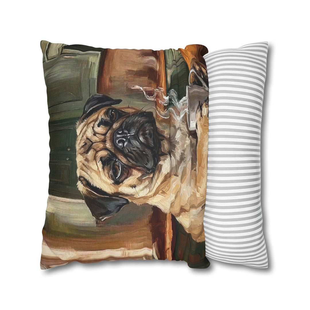 "Before Coffee" - Pug Pillow Cover - Dog Lover Wall Art Home Decor