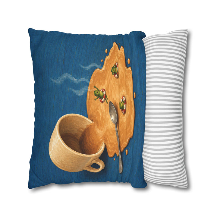 Spill Season – Coffee Art with a Tipped Cup and a Foam Lake – Pillow / Cover