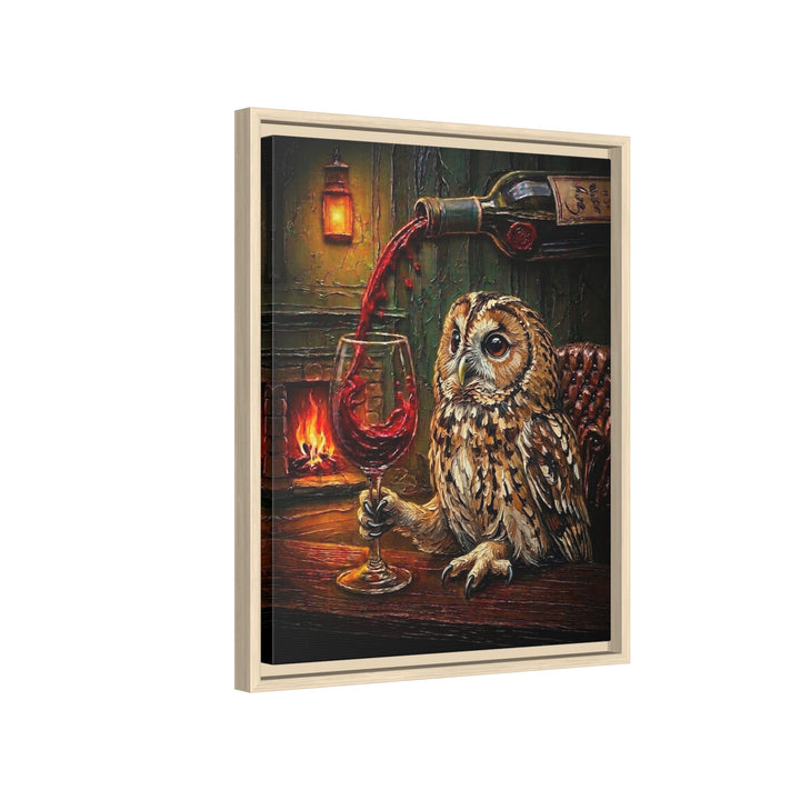 "Wine & Spirit" - Owl Vertical Framed Canvas - Spirit Animal Wall Art