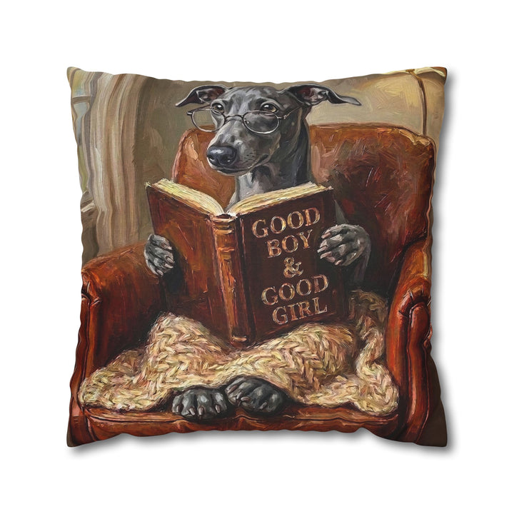 "Evening Read" - Italian Greyhound Throw Pillow - Dog Lover Home Decor