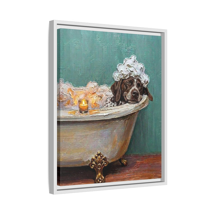 "Spa Day" - German Shorthaired Pointer Vertical Framed Canvas - Dog Lover Wall Art