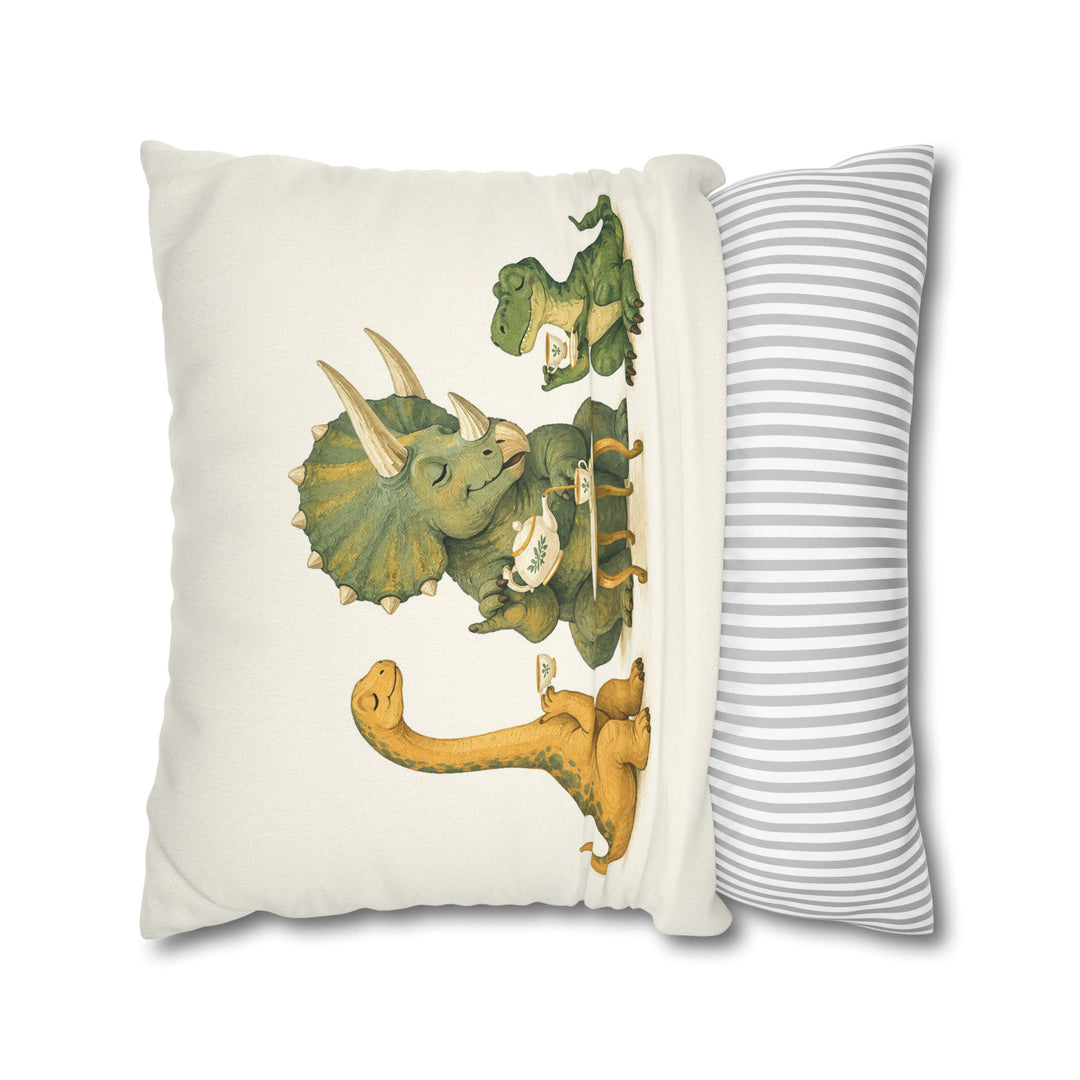 Dino Tea Party – Dinosaur Nursery with a Tiny Table and Raised Pinkies – Pillow / Cover