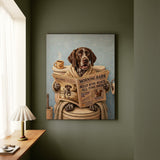 "Morning Business" - German Shorthaired Pointer Vertical Canvas - Dog Lover Wall Art