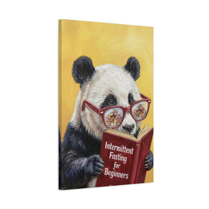 "Intermittent Fasting for Beginners" - Panda Vertical Canvas - Animal Book Humor Wall Art