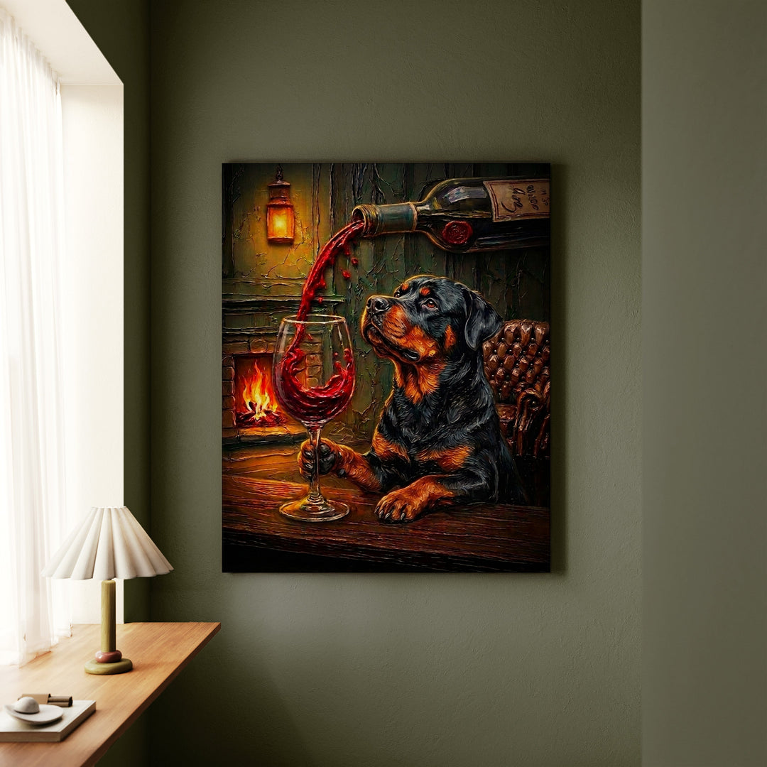 Rottweiler Wine & Woof Canvas