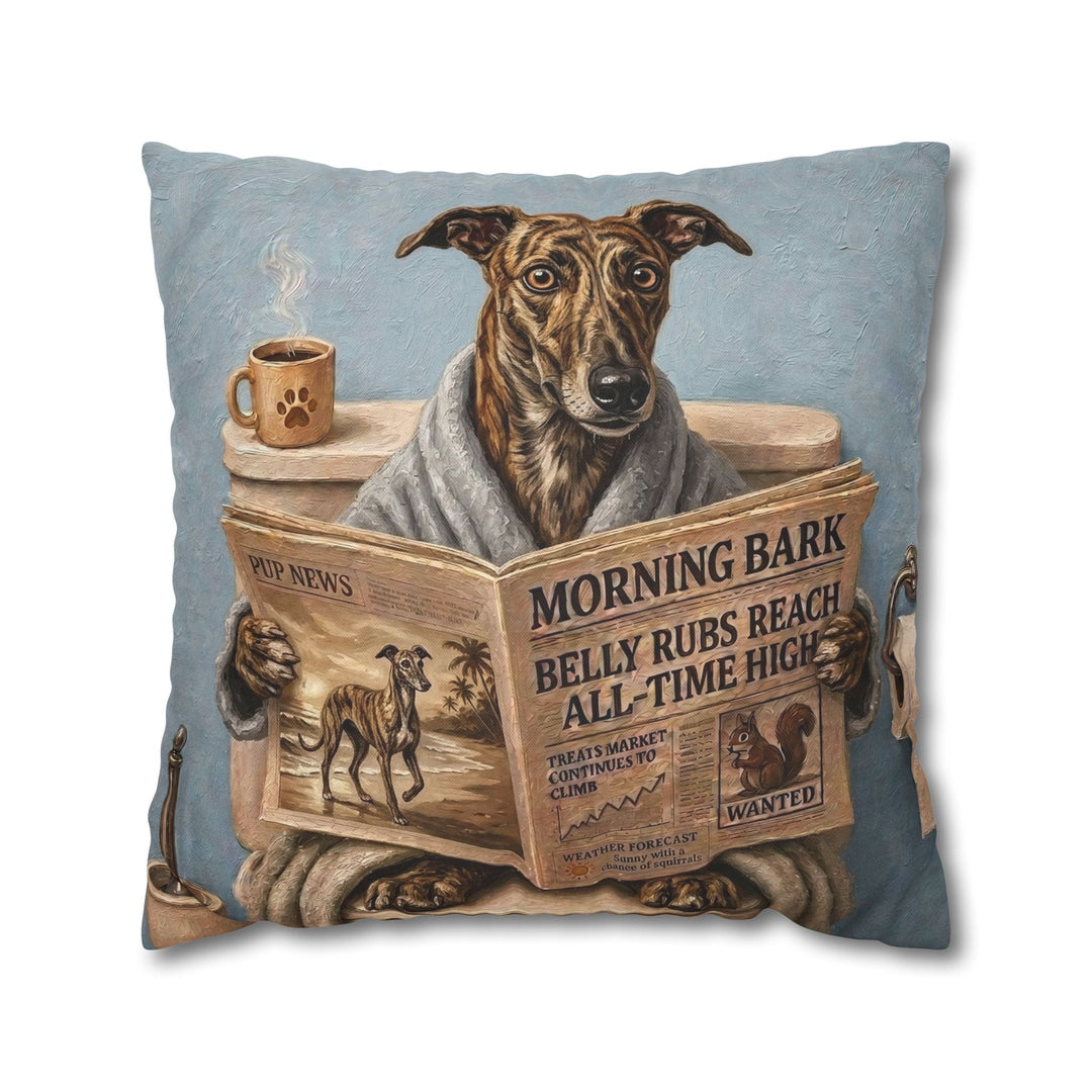 "Morning Business" - Greyhound Throw Pillow - Dog Lover Home Decor