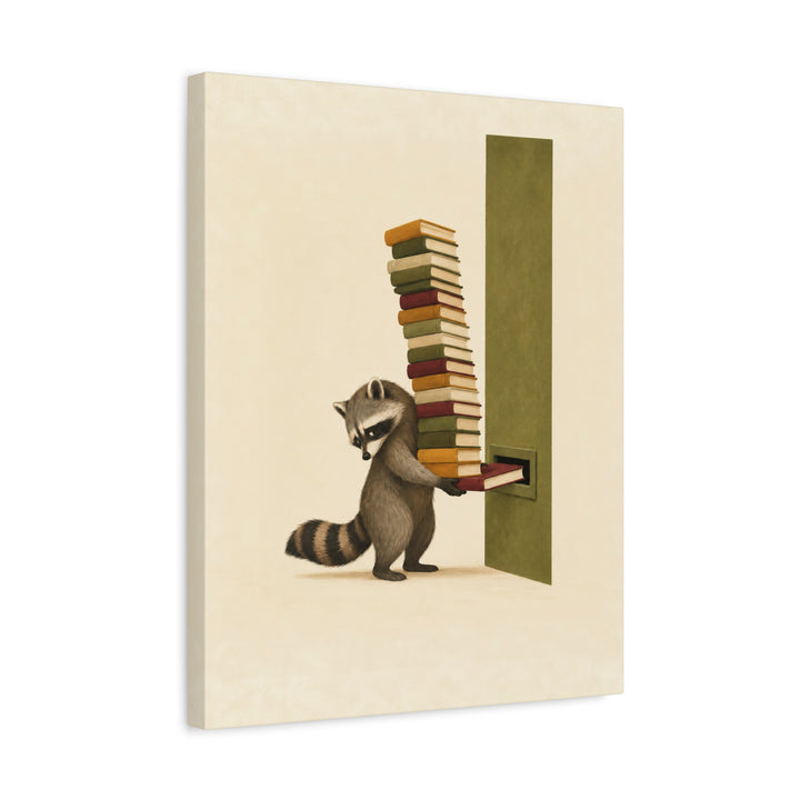 Overdue – Reading Nook Decor with a Towering Return Stack – Canvas / Framed Canvas
