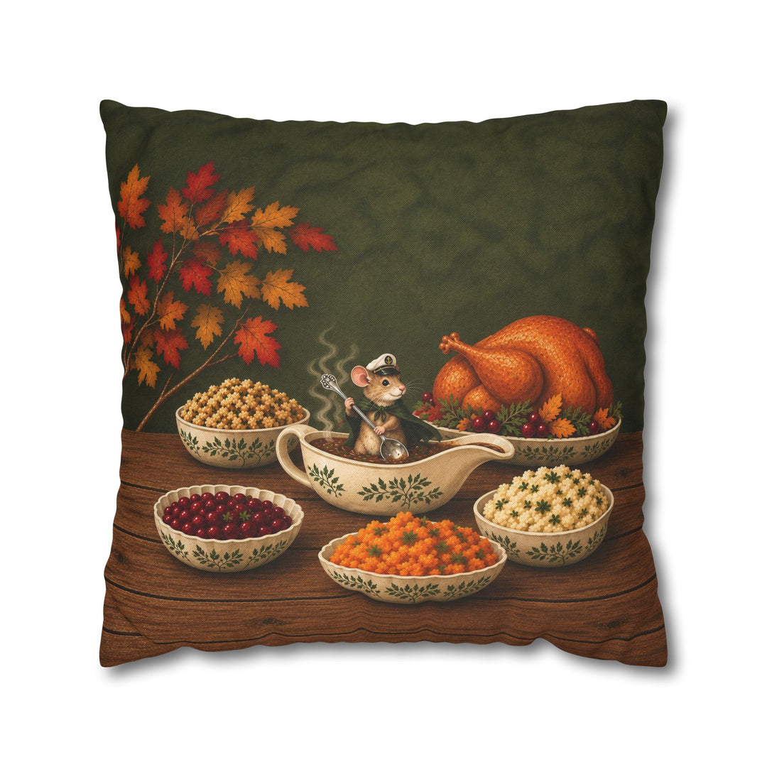 The Gravy Regatta – Kitchen Wall Decor with a Mouse Sailing the Sauce – Pillow / Cover