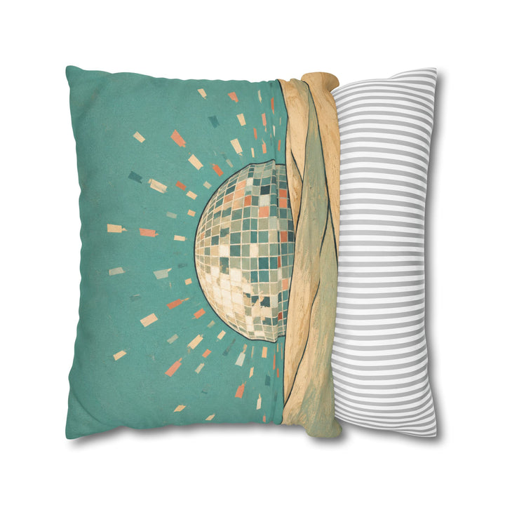 Disco Ball Sunrise – Funky Wall Art with a Mirrored Sphere Over the Hills – Pillow / Cover