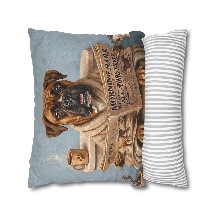 "Morning Business" - Boxer Throw Pillow - Dog Lover Home Decor