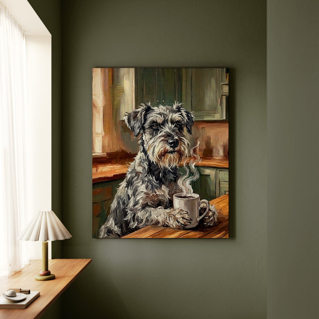 Schnauzer Before Coffee Canvas