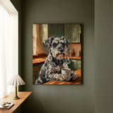 "Before Coffee" - Schnauzer Vertical Canvas - Dog Lover Wall Art