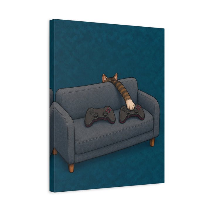 Player Two – Game Room Decor with a Paw and a Second Controller – Canvas / Framed Canvas
