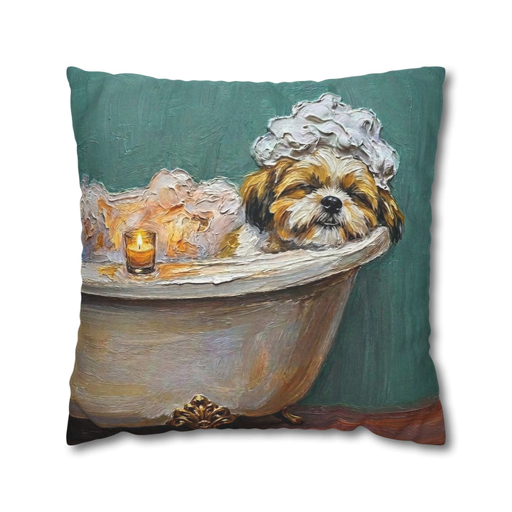 "Spa Day" - Shih Tzu Pillow Cover - Dog Lover Home Decor
