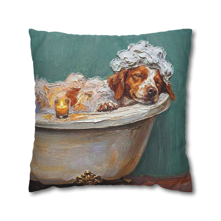 "Spa Day" - Brittany Spaniel Pillow Cover - Dog Lover Home Decor