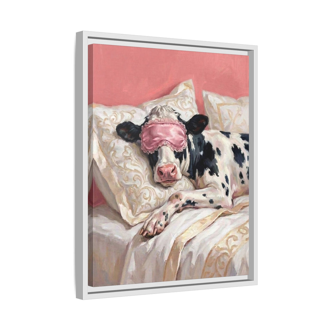 "Beauty Sleep" - Cow Vertical Framed Canvas - Spirit Animal Wall Art