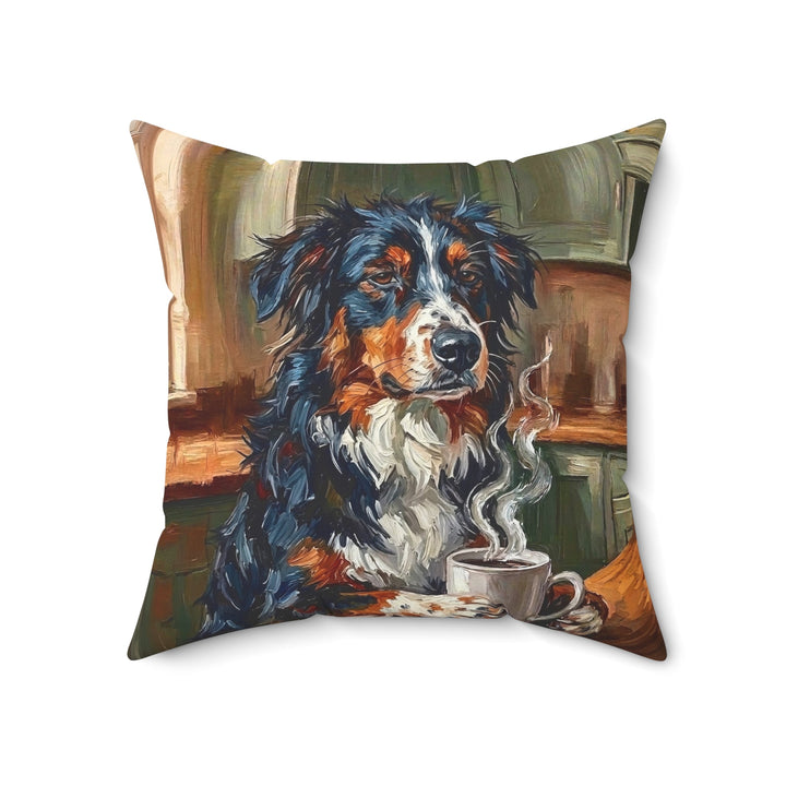 "Before Coffee" - Australian Shepherd Throw Pillow - Dog Lover Home Decor