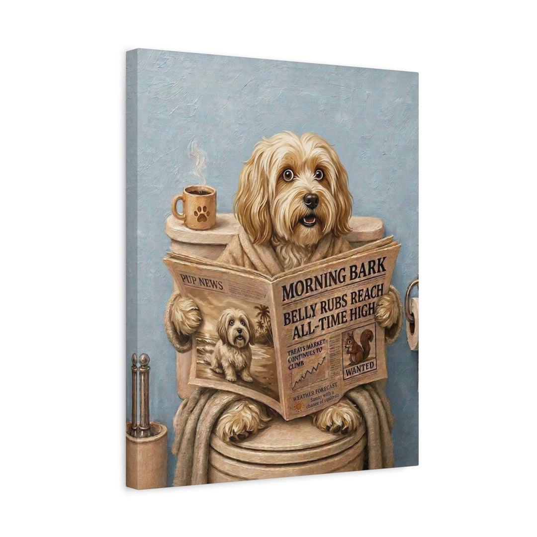 "Morning Business" - Havanese Vertical Canvas - Dog Lover Wall Art