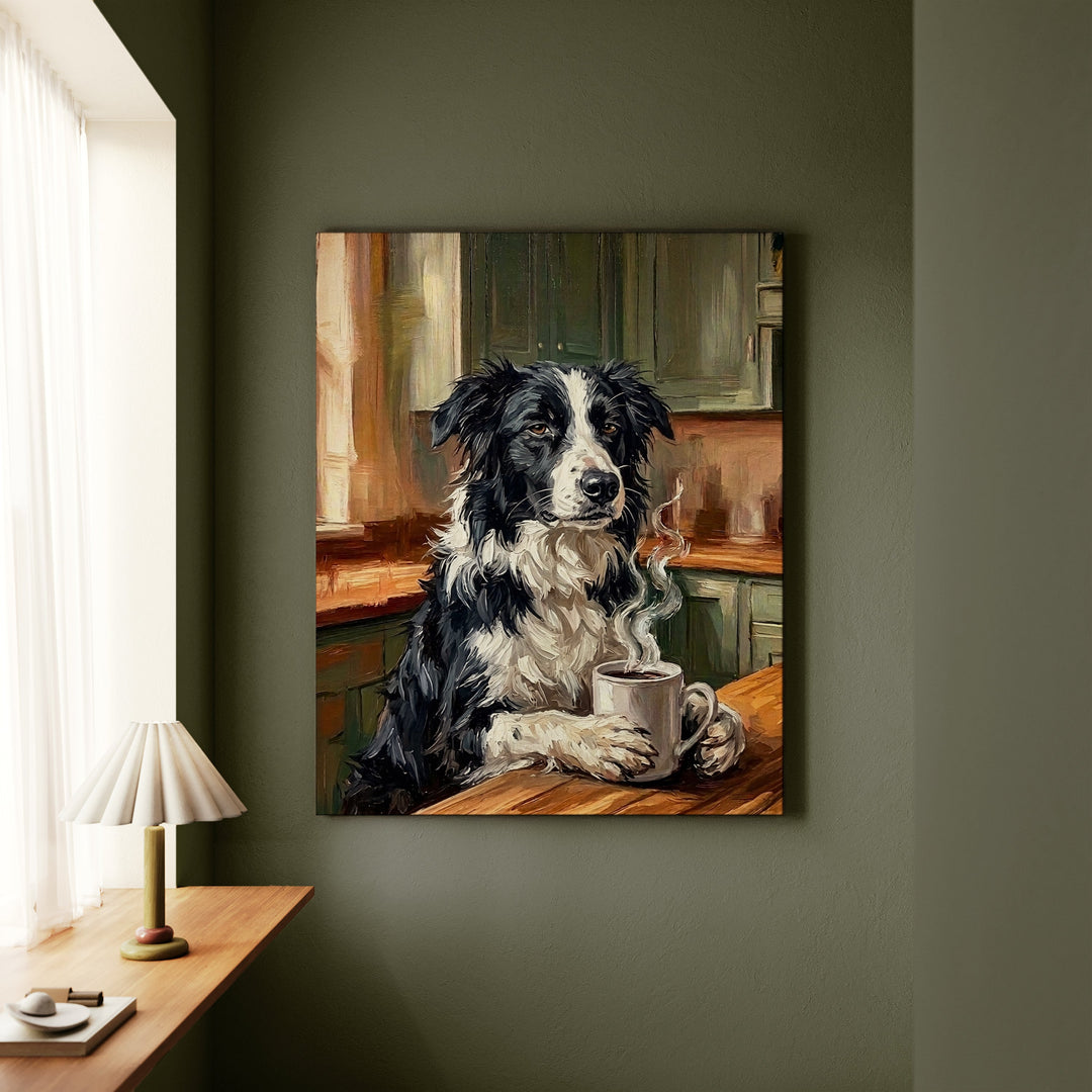 Border Collie Before Coffee Canvas