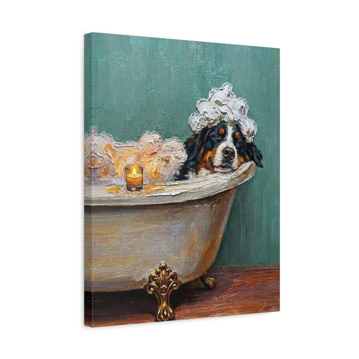 "Spa Day" - Australian Shepherd Vertical Canvas - Dog Lover Wall Art