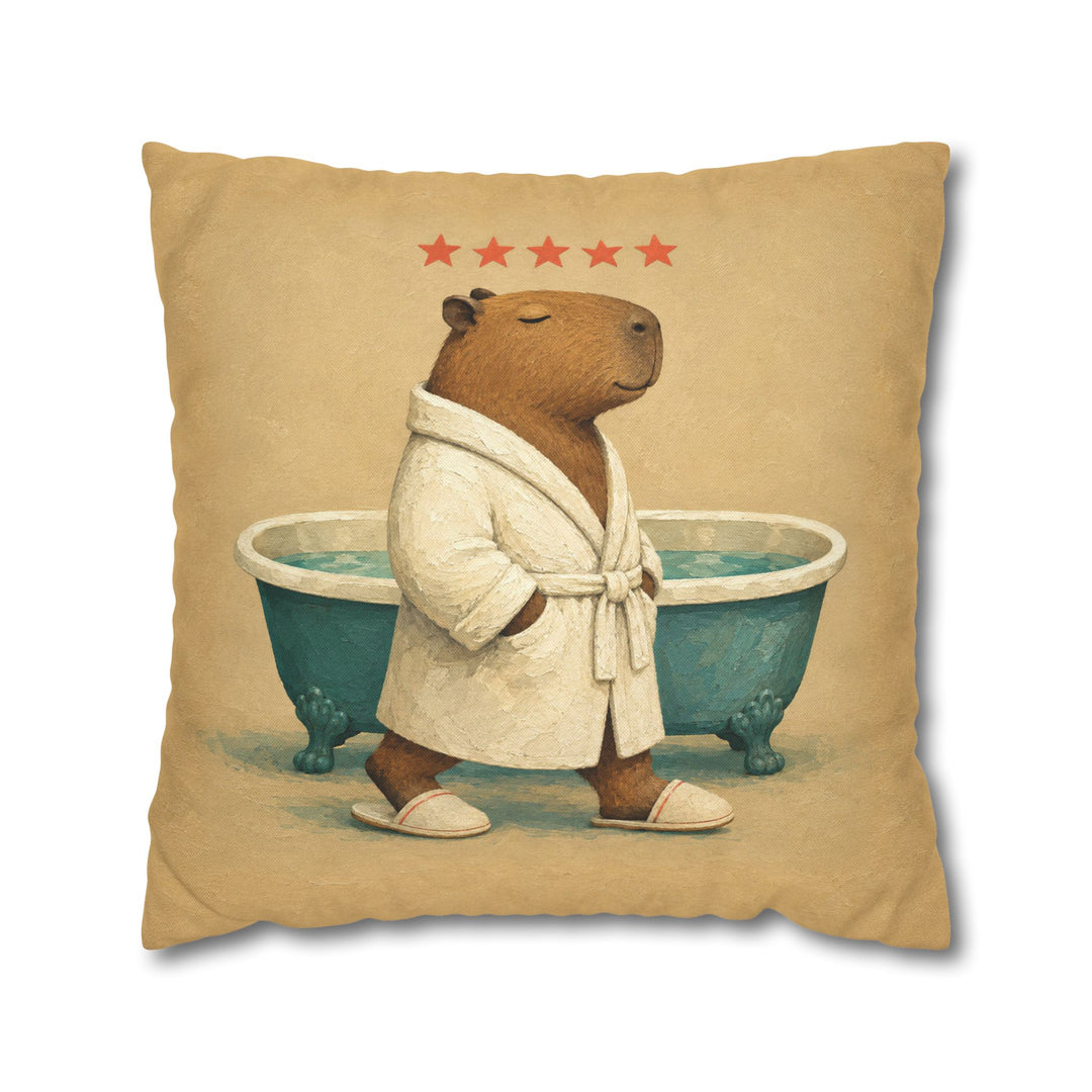 Five Star Stay – Bathroom Wall Art with a Capybara Spa Soak – Pillow / Cover