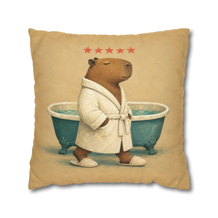 Five Star Stay – Bathroom Wall Art with a Capybara Spa Soak – Pillow / Cover