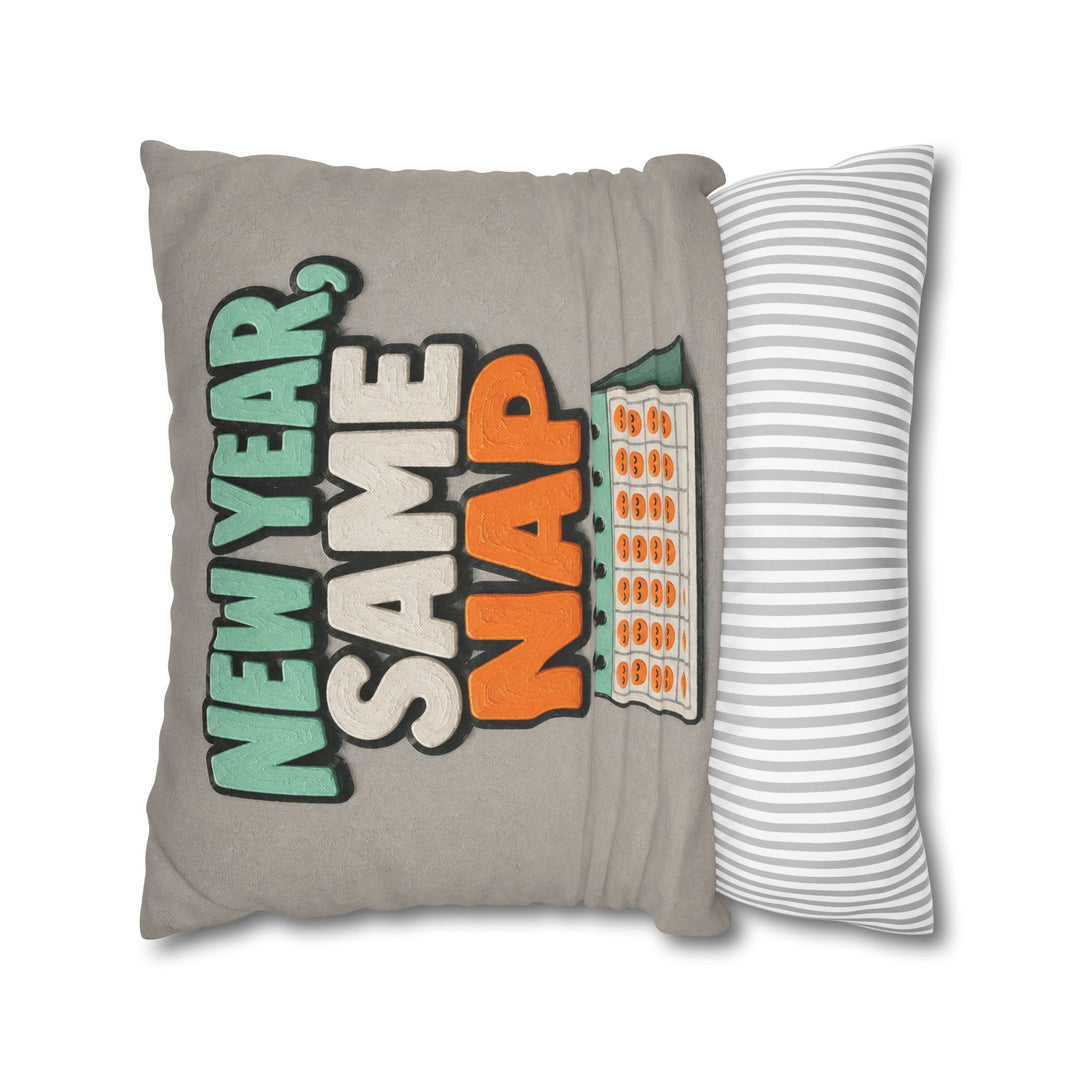 New Year, Same Nap – Gym Wall Art with Bold Painted January Lettering – Pillow / Cover
