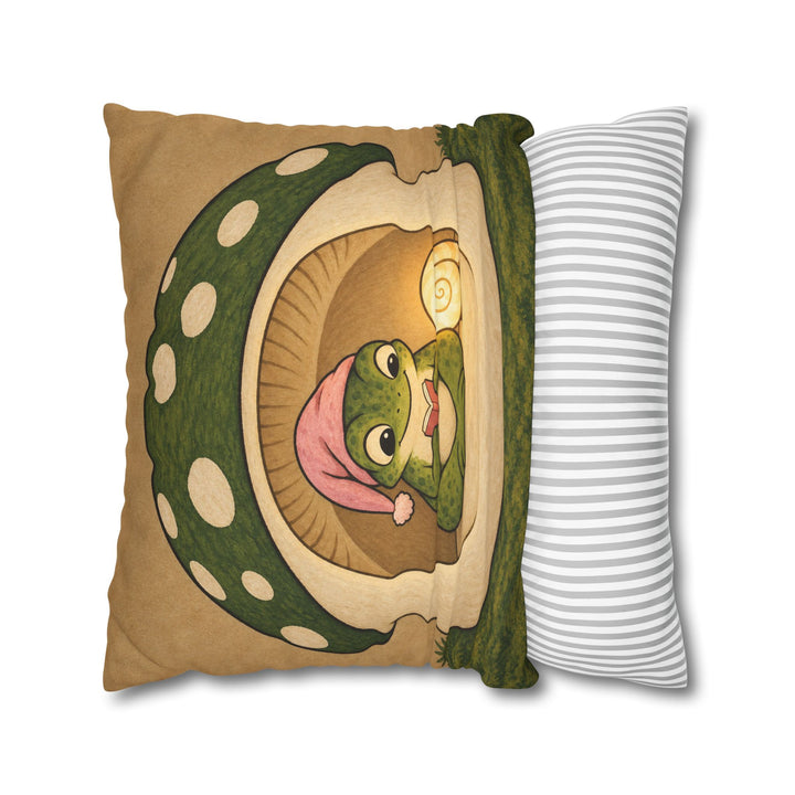 Bedtime Story – Frog Decor with a Nightcap and Snail Shell Lamp – Pillow / Cover