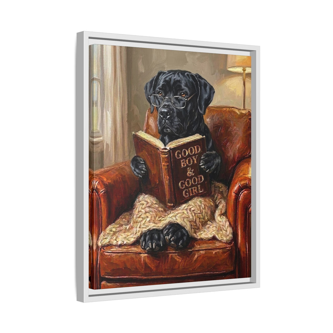 "Evening Read" - Cane Corso Vertical Framed Canvas - Dog Lover Wall Art