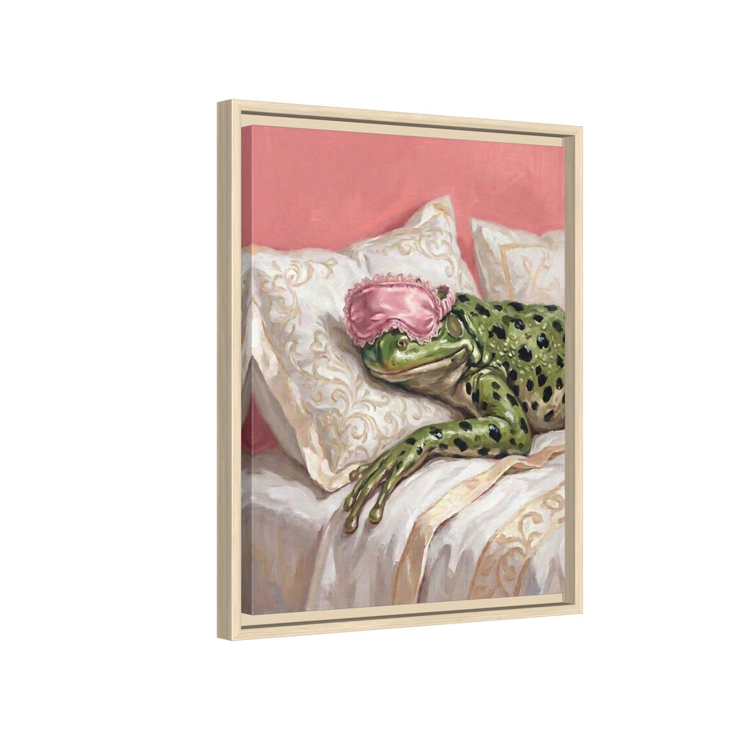 "Beauty Sleep" - Frog Vertical Framed Canvas - Spirit Animal Wall Art