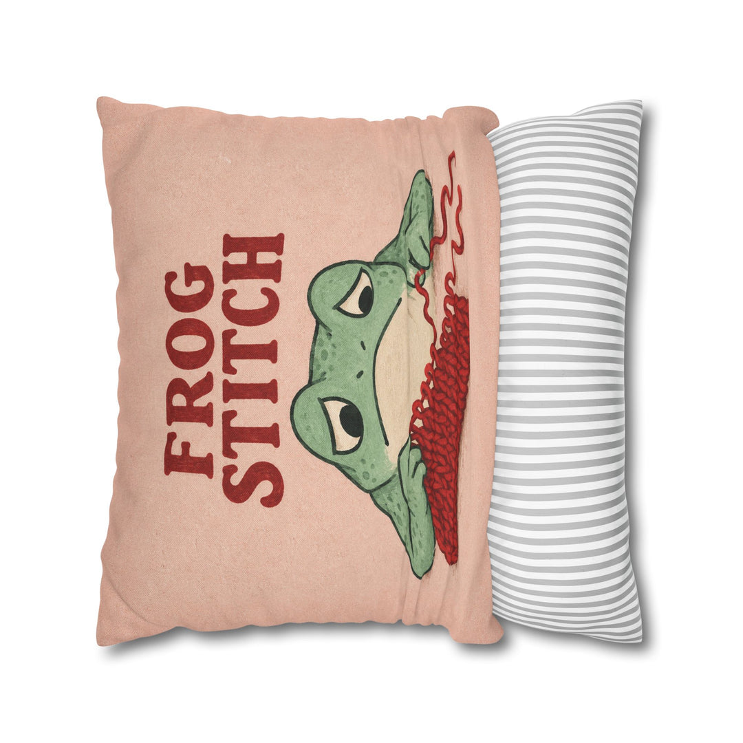 Frog Stitch – Yarn Art with Sad Rows Being Unravelled – Pillow / Cover