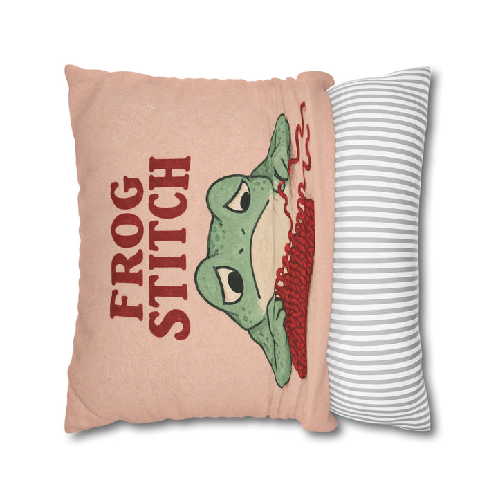 Frog Stitch – Yarn Art with Sad Rows Being Unravelled – Pillow / Cover